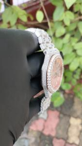 Export Quality Diamond <b>Watch</b> Rose Gold Plated Bracelet <b>Watch</b> Shining Crystal Stones Fashion Wristwatch Available At Best Price - Product Image 6