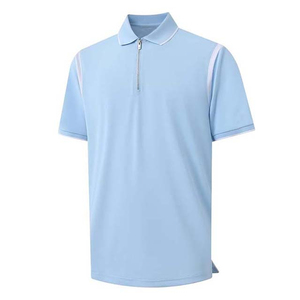 T-shirt zippé pour homme, respirant, tricoté, manches courtes, grande taille, logo personnalisé, décontracté, pour le golf, séchage rapide, design personnalisé - Product Image 4