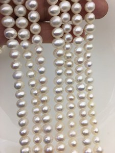 Perlas de Agua Dulce Blancas AA de 7-8.5mm, Forma de Patata, Superficie Lisa, Brillo Natural, Perlas Sueltas para Fabricación de Joyería, Venta al Por Mayor - Product Image 3