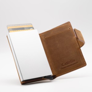 [Selección Popular] Cartera Inteligente de Alta Calidad Castello Vintage de Cuero Crazy Horse con Bloqueo RFID, Tarjetero de Aluminio, Delgada, para Hombre, en Poliéster Oscuro - Product Image 3