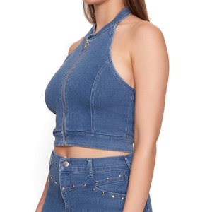 Nueva Llegada: Camisetas sin Mangas de Algodón Ecológico Transpirable para Mujer, Cuello Redondo, Cierre Frontal con Cremallera - Product Image 4