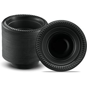 100 Pezzi Ciotole in Plastica Nera Leggere da 5oz, Piccoli Piatti Monouso per Feste, Matrimoni, Zuppe, Insalate e Dessert - Product Image 1