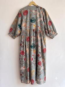 Handmade Indian Cotton One-piece <b>Kaftan</b> Dress Lightweight Quick Dry <b>Beach</b> Cover up Boho Summer Plus Size Tropical Print - Product Image 2