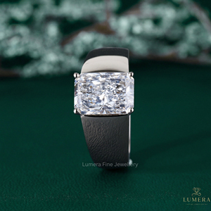 Anillo de Compromiso con Diamante Cultivado en Laboratorio Certificado por IGI, Oro Blanco de 9K, 10K, 14K, 18K, Corte Radiante, Solitario, Banda Ancha para Mujer - Product Image 3