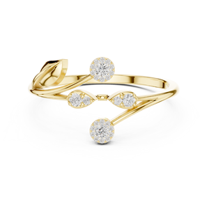 Anillo de oro macizo de 14k para mujer con diamante de corte redondo minimalista de diseño abierto, ideal para regalo, compromiso, aniversario, boda. - Product Image 1