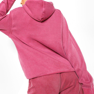 Sudadera con Capucha Extra Grande para Mujer WARPRO INDUSTRY, 100% Algodón Ecológico, Transpirable, Color Rosa Sólido, Forro Polar, Manga Larga, con Bolsillo - Product Image 2