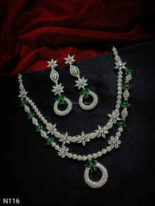 Ensemble de bijoux de mariée en diamant américain classique Collier et boucles d'oreilles en deux pièces pour mariage Style classique à la mode - Product Image 3