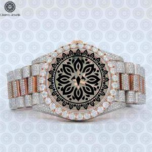 Charm Jewells Montre à quartz analogique de luxe en acier inoxydable pour femme, cadran rond de 38 mm, fermoir pliant incrusté de diamants - Product Image 1
