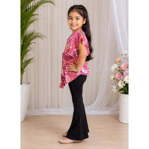 Girls Pink Sleeveless Kaftan Bohemian Style All-Over Printed Cotton Maxi <b>Dress</b> One Size Fits All-for Dinner & Parties - Product Image 4