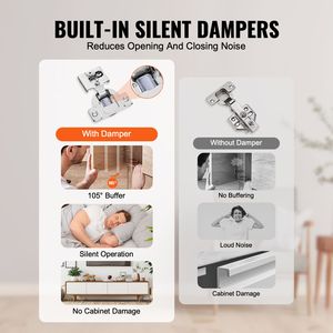 Set di 60 Cerniere per Mobili da Cucina a Sovrapposizione Parziale, Apertura a 105 Gradi, Chiusura Morbida, Cerniere Nascoste per Armadi - Product Image 3