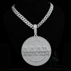 Bijoux HipHop sur mesure en argent sterling 925 avec pavé de moissanite VVS, pendentif lettre initiale pour homme, passe le test du diamant - Product Image 5