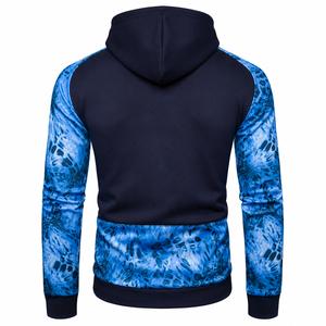 Sweat-shirt à capuche en molleton bleu camouflage personnalisé pour homme, vêtement de sport décontracté - Product Image 3