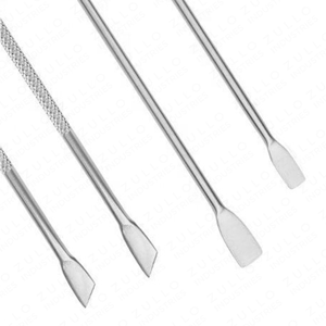 Pousse-cuticules double extrémité en acier inoxydable couleur personnalisée, outil grattoir à ongles à pointe plate pour techniciens, manucure et nettoyage des vernis - Product Image 5