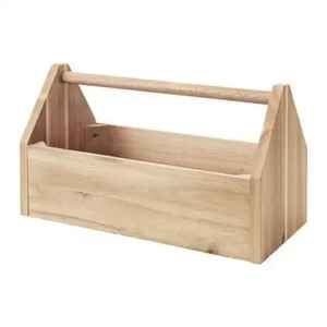 Wooden Cutlery Holder with Handle Open Utensil Organizer <b>Kitchen</b> <b>Table</b> Storage Box Rustic Wooden Flatware Rack - Product Image 1