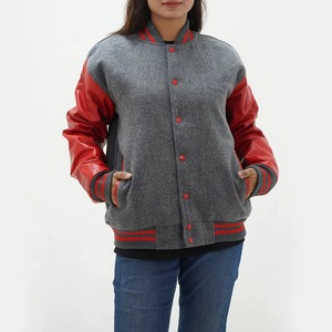 Veste universitaire pour femme, personnalisable, brodée, en mélange de laine avec manches en cuir, vêtement d'extérieur universitaire, service d'échantillons OEM ODM - Product Image 1