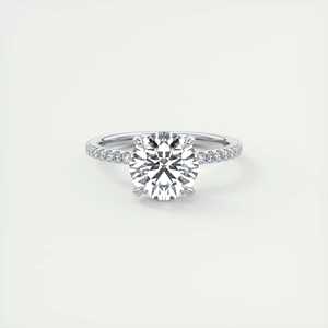 Anillo de compromiso Forever Love Solitaire con diamante redondo cultivado en laboratorio de 2.00 quilates y detalles pavé en oro blanco de 14k - Product Image 5