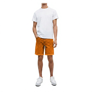 Pantalones Cortos Bermuda de Algodón Lavado de Color Sólido para Hombre, Cintura Media, Cierre de Botones, Estilo Casual, Gris - Product Image 4