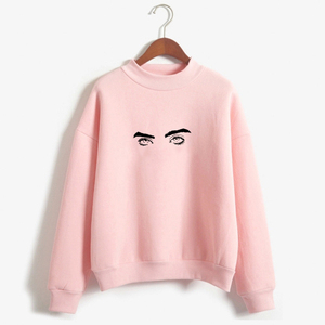 Sweat-shirt blanc pour femme à col rond avec imprimé œil, coupe classique, manches longues, en coton tricoté, vêtement décontracté d'automne - Product Image 3