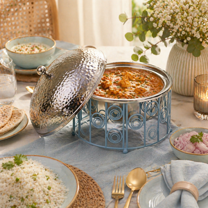 Luxury Iron Wire Mesh Serving Casserole with Stainless Steel Hotpot | Insulated Food <b>Warmer</b> for <b>Buffet</b> Catering Dining & Events - Product Image 1