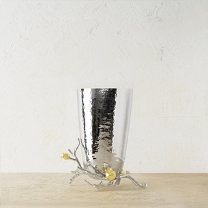 Jarrón de lujo Saleem International 2026 con diseño de granada, color plateado, de metal, con hoja de ginkgo marrón dorado - Product Image 2