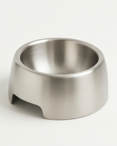 Gamelle de luxe en aluminium brossé anti-renversement pour animaux de compagnie, bol rond en métal pour chien et chat, base à encoches, vente en gros, durable, bac à nourriture pour animaux - Product Image 1