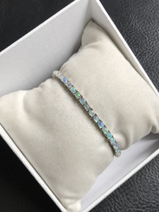 Bracelet tennis classique en opale cabochon taille ovale, plaqué argent sterling 925, bijoux fins unisexes, tendance pour mariage et soirée - Product Image 4