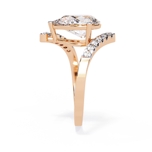 Anillo de Diamantes en Forma de Lágrima con Banda de Diamantes Trenzados, Oro Amarillo de 14k, 2.5 CT, Certificado IGI, Anillo de Boda en Forma de Pera - Product Image 6