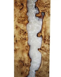 Planche à découper en bois et résine époxy à finition naturelle, planche à découper multifonctionnelle en bois et résine époxy pour la viande et le pain - Product Image 1