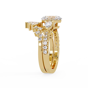 Luxury Curved Dual Band 14K <b>Solid</b> Gold Oval Cut Lab Grown Diamond IGI Certified Engagement Ring Bridal Wedding Jewelry Wholesale - Product Image 5
