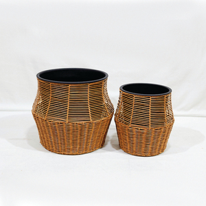 Juego de Macetas de Plástico para Interiores, Estilo Rústico, para Flores y Plantas Verdes, Decoración del Hogar, Diseño Circular, Sin Recubrimiento - Product Image 1
