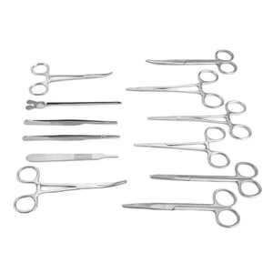 Kit de 13 pièces de matériel chirurgical dentaire de base en acier, classe I, manuel, réutilisable, avec poignée, pour interventions chirurgicales mineures - Product Image 2