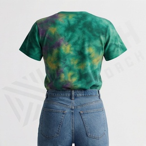 Camiseta Deportiva Informal para Mujer, Talla XL, 100% Algodón, Transpirable, Tie Dye, Manga Corta, Cuello Redondo, Ropa Deportiva - Product Image 2