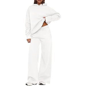Conjunto de Sudadera con Capucha Oversize y Pantalones Anchos de Felpa para Mujer, Chándal Casual de 2 Piezas, Ropa de Estar por Casa - Product Image 1