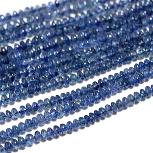 ลูกปัดแซฟไฟร์สีฟ้าแบบเรียบขนาด3-4มม. แซฟไฟร์ลูกปัดสีน้ำเงินมีค่าสำหรับทำเครื่องประดับ - Product Image 4