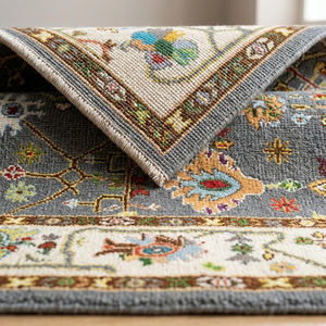 Alfombra de Lana Premium Multicolor Hecha a Mano con Diseño Floral Tribal Clásico, Pelo Plano de Grosor Medio, Sin Respaldo, para Sala de Estar - Product Image 4