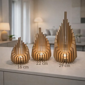 Nouvelle lanterne en bois pour bougie chauffe-plat, forme fantaisie, décoration d'intérieur, écologique, 16, 22, 29 cm - Product Image 1