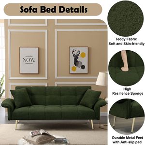 70.1\" Convertible <b>Double</b> Sofa <b>Bed</b> with <b>Folding</b> Armrests Futon Style for Living Rooms and Small Spaces - Product Image 2