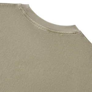 T-shirt vert olive oversize à manches courtes pour homme, style décontracté, col rond, couleur unie, en jersey de coton tricoté, teint uni - Product Image 4