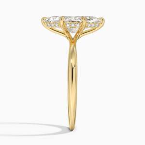Anillo de Compromiso Solitario de Moissanita con Corte Marquesa de 2 Quilates y Halo Oculto - Product Image 2