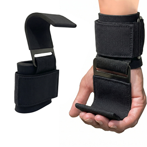 Weightlifting Strength Training Palm Guard Adjustable Wrist Support <b>Strap</b> With Hook Loop Closure Lifting Hooks - Product Image 1