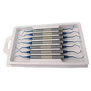 Ensemble de curettes Gracey de haute qualité en acier inoxydable, 7 pièces, instruments chirurgicaux dentaires parodontaux manuels, emballage personnalisé avec logo - Product Image 1