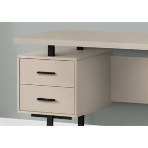 Scrivania per Computer Contemporanea 60''L in Laminato Beige con Struttura in Metallo Nero per Ufficio Domestico, Configurazione Sinistra e Destra, Cassetti Portaoggetti per Laptop - Product Image 3