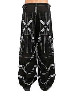 Baggy unisexe gothique pantalon bretelles croisées coupe ample fermeture éclair et chaîne détails personnalisé réflecteur pantalon hommes femmes gothique pantalon pantalon - Product Image 3