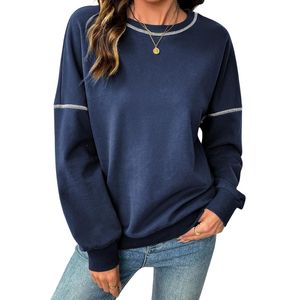 Sweat-shirt en molleton rayé bordeaux personnalisé pour femme, col en V décontracté, coupe ample, manches longues, pull décontracté - Product Image 6