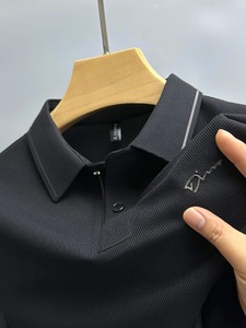 Camiseta de Lujo para Hombre, Jersey Sólido, Bordado Personalizado, Cuello Solapa, Transpirable, Top de Verano - Product Image 2