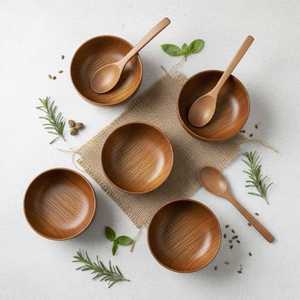 Tazón de Servir Artesanal WoodAura, Tazón de Madera Natural Hecho a Mano para Cocina Moderna, Comedor y Decoración del Hogar - Product Image 1