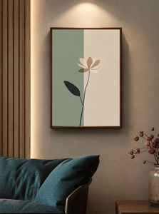 Handmade painting Minimalist Flower <b>Canvas</b> Print Wood <b>Frame</b> Digital Art Indoor Wall Decoration - Product Image 2