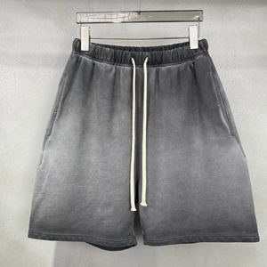 Shorts en coton couleur unie, taille élastique avec cordon de serrage, respirants, taille mi-haute, longueur au-dessus du genou, style ample, délavés à l'acide, vente en gros - Product Image 2