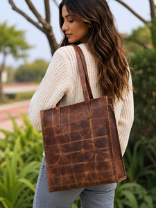 Nuevo Bolso de Mano de Cuero Crunch para Mujer, Bolso de Compras de Cuero, Colección Única y Elegante, Bolso de Hombro Multiusos - Product Image 1