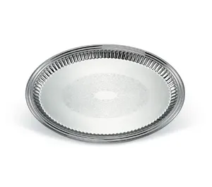 Handcrafted Decorative Metal Tray with Premium Designer Surface TextureRound <b>Ceramic</b> Charger <b>Plate</b> Solid Classic Design Polished - Product Image 1